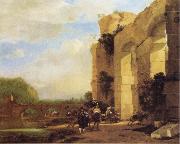 Jan Asselijn Italian Landscape with the Ruins of a Roman Bridge and Aqueduct USA oil painting artist